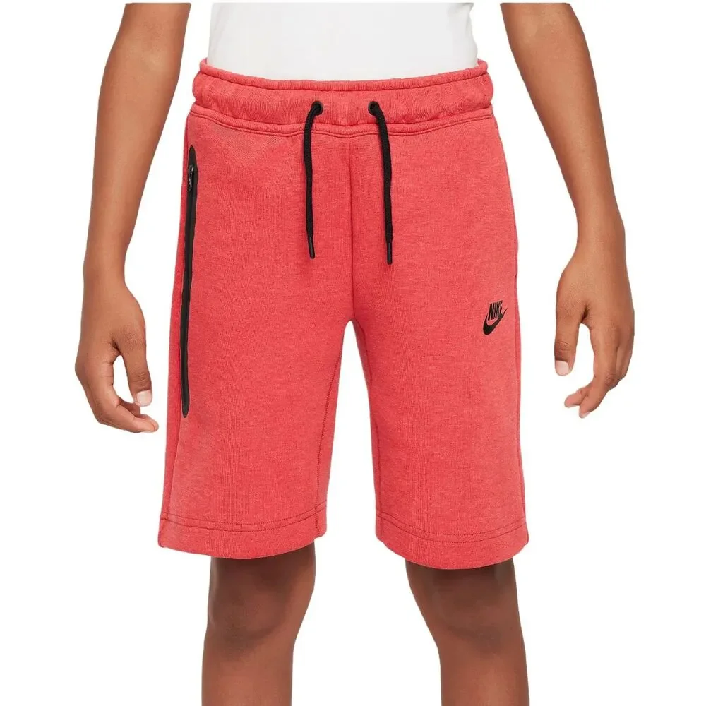 Nike Tech Fleece Shorts University Heather Red  KidsYouth Boys Size S NWT $65